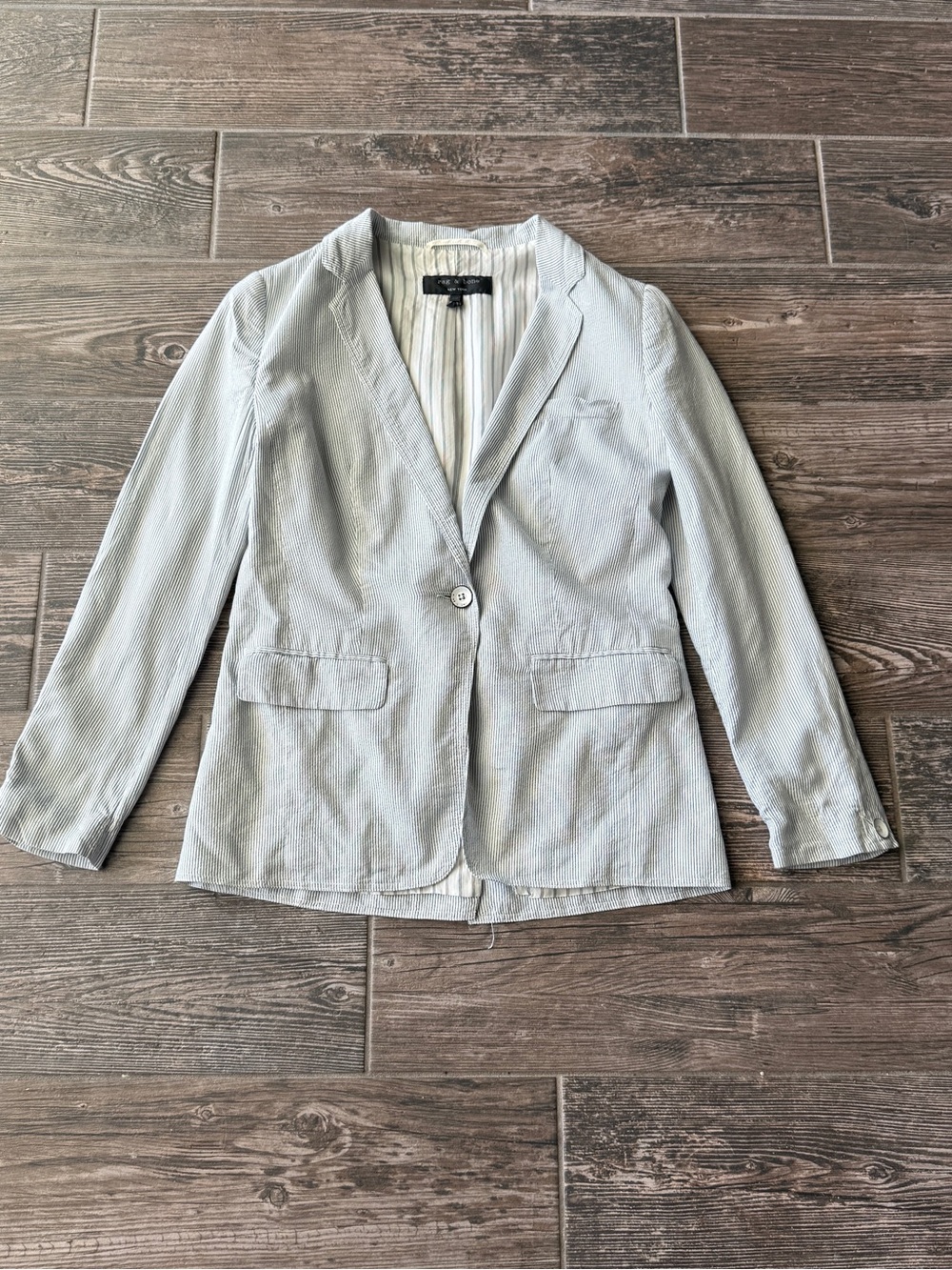 rag & bone Light Gray Single-Button Blazer